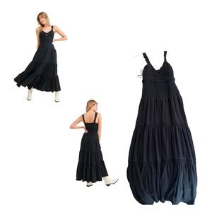 Anthropologie Ruched Tiered Maxi Dress, Size S